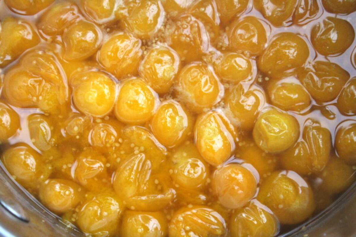 Cooking Husk Cherries for Jam