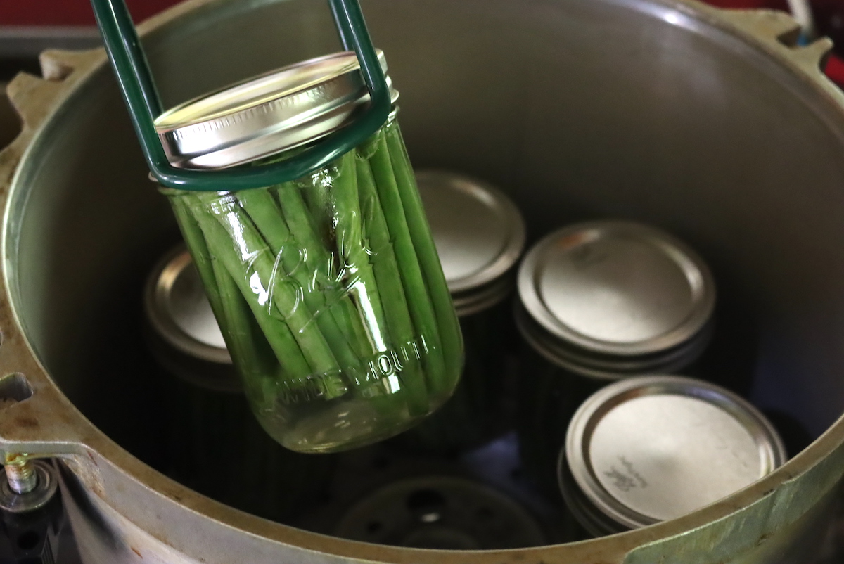 Loading Green Beans into a Pressure Canner