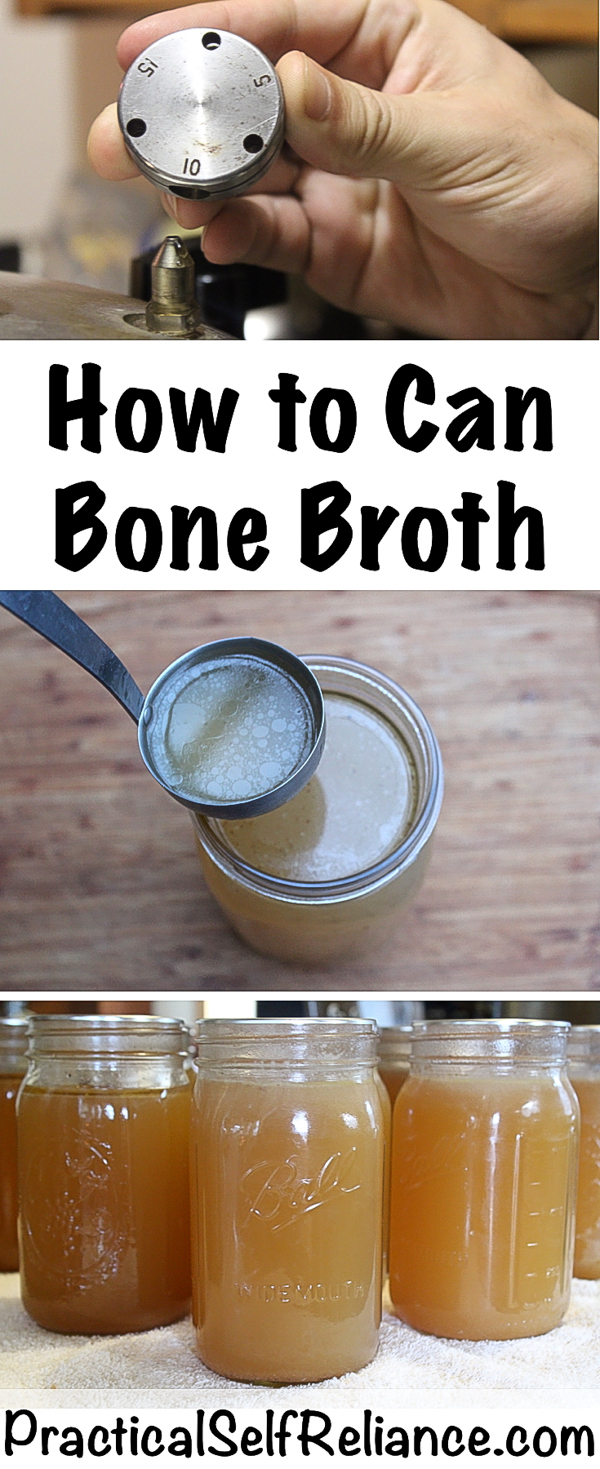 How to Can Bone Broth in a Pressure Canner #bonebroth #meatstock #broth #canning #foodpreservation #preservingfood #pressurecanning #stockrecipe #souprecipe #prepper #homestead #selfreliant #selfsufficiency #homesteading