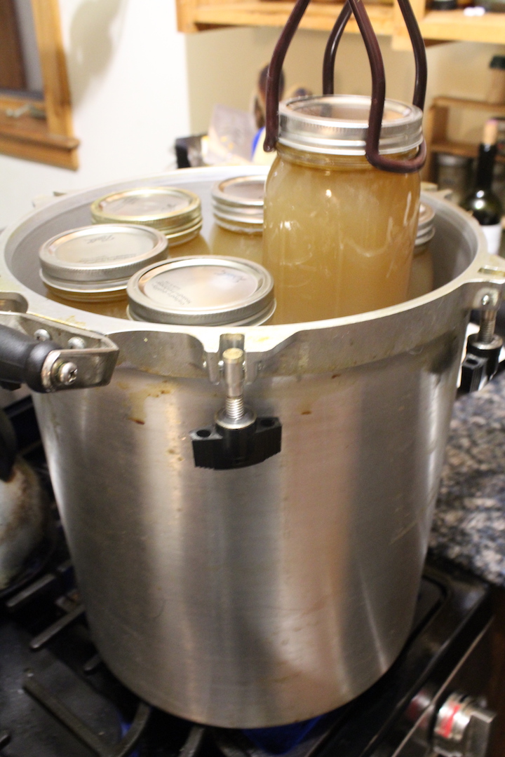 Bone Broth Quarts in Pressure Canner