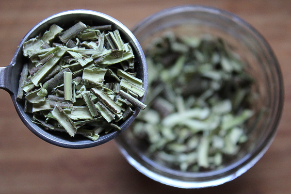 Pieces of dried willow bark for willow bark tea.