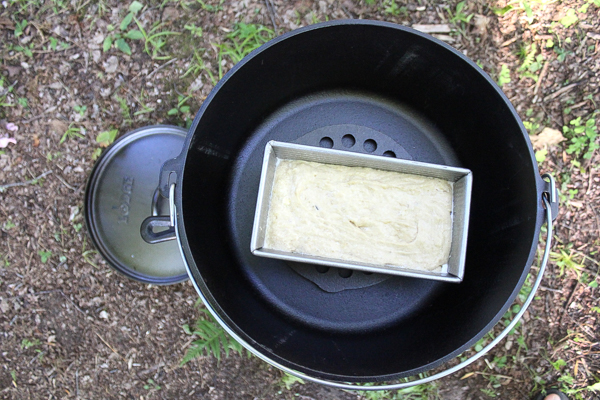 Raw Banana Bread in Dutch Oven