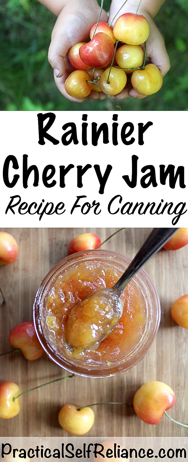 Rainier Cherry Jam Recipe For Canning #cherry #rainiercherry #cherryjam #jamrecipes #foodpreservation #canning #preservingfood #jam #homesteading