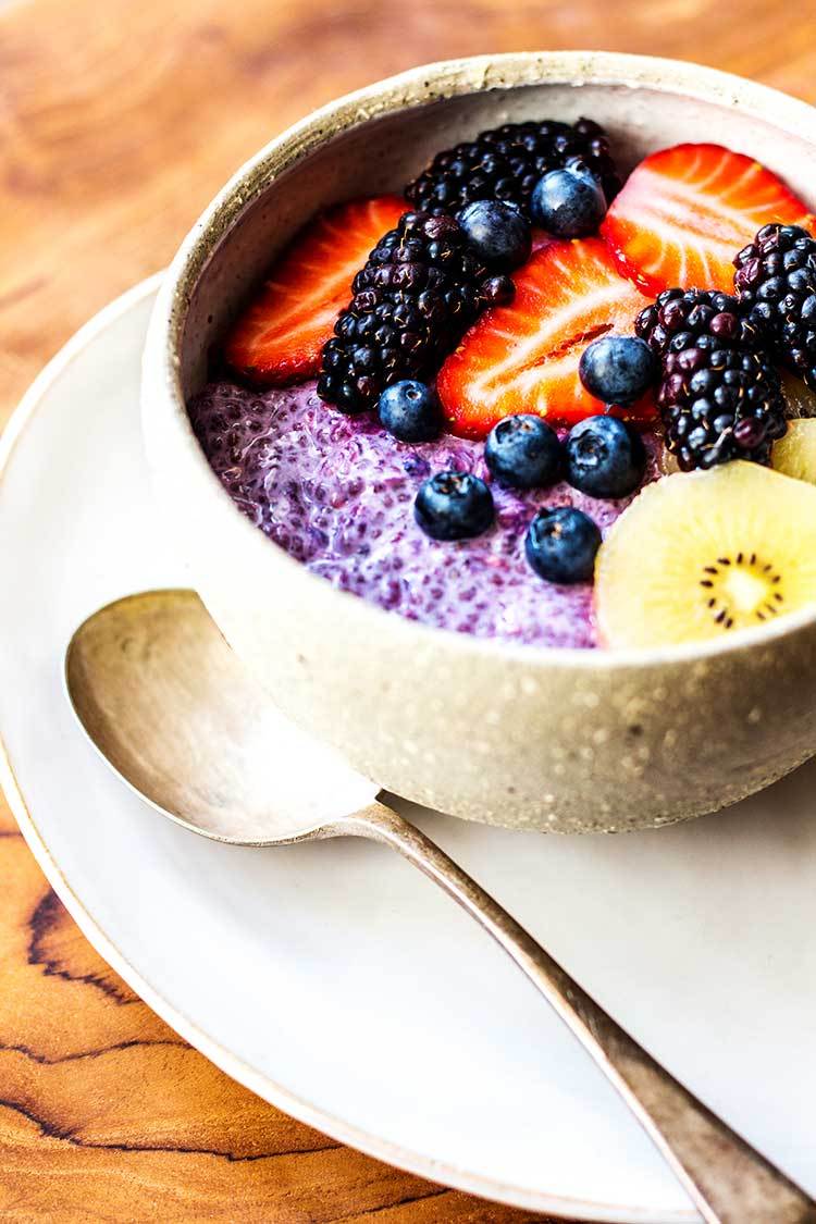 Blackcurrant and Chia Seed Overnight Oats