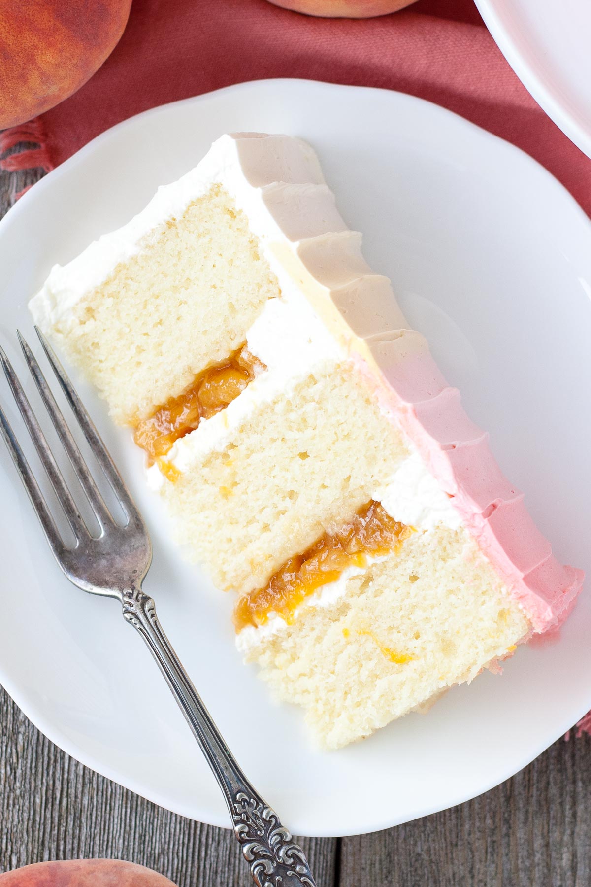 Peach Layer Cake using canned peach pie filling