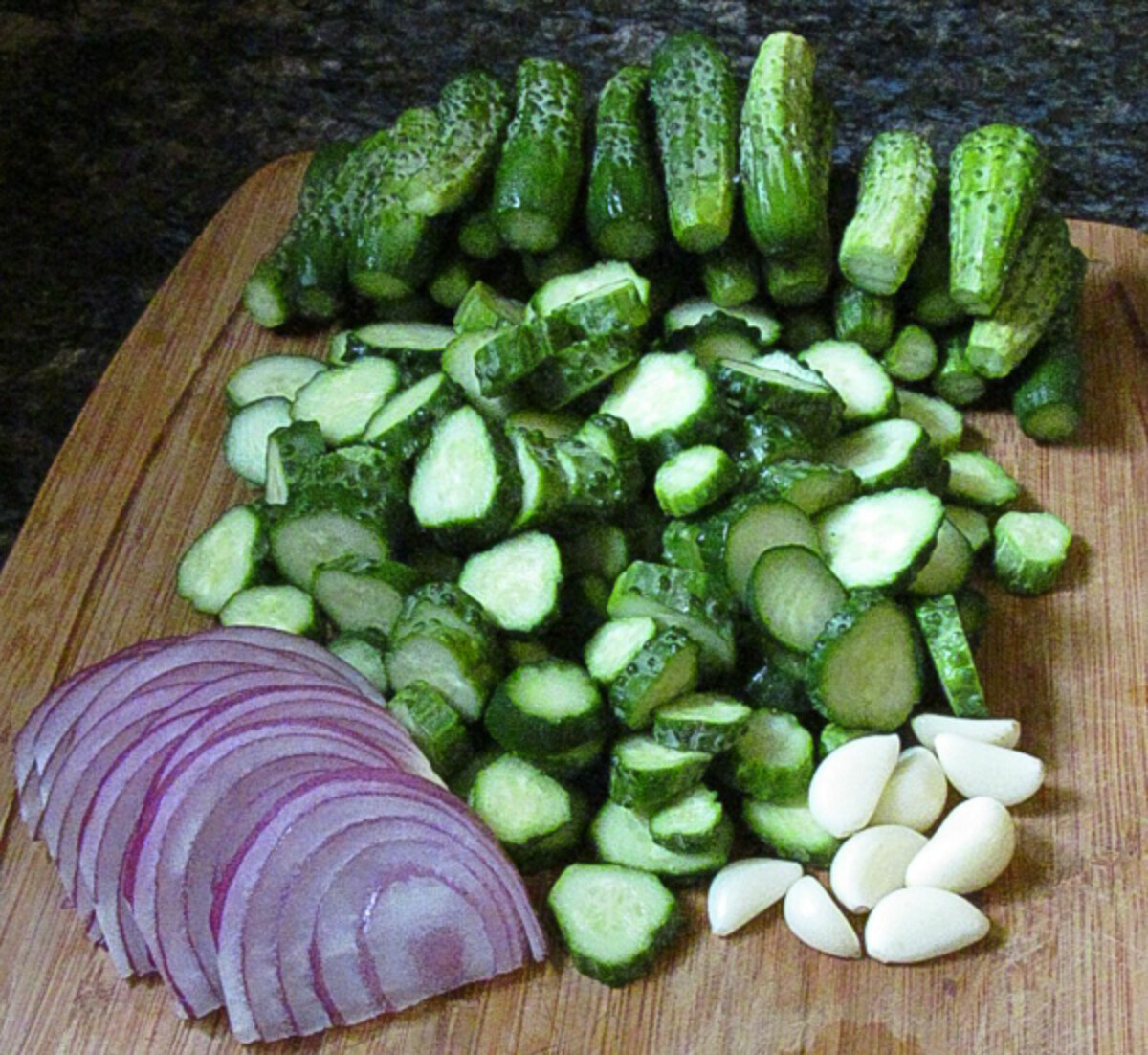 Cucumbers ready to become canned dill pickles