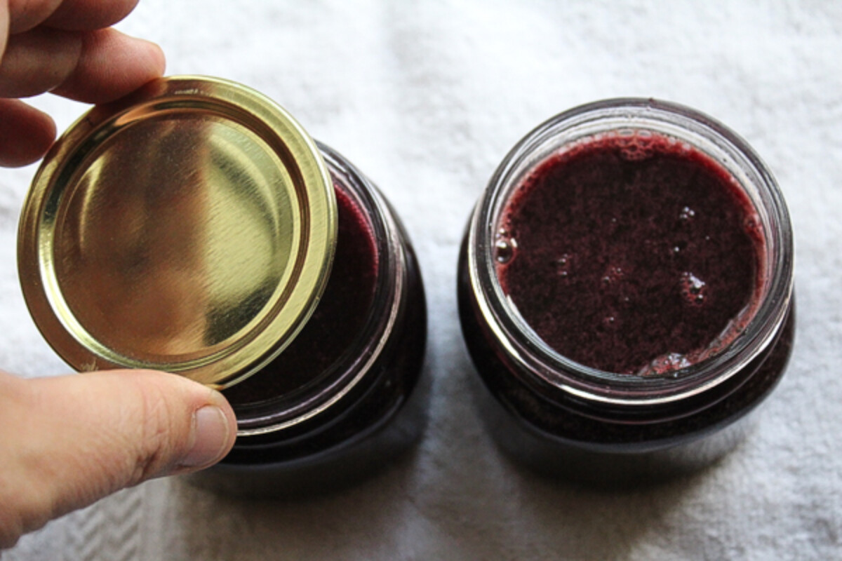 Filling Elderberry Jelly Jars