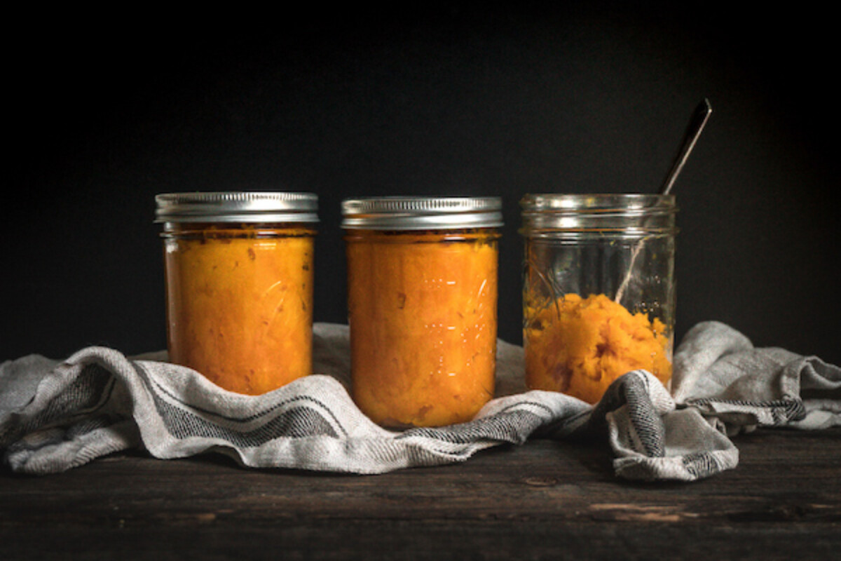 homemade pumpkin puree in a jar