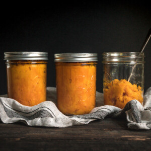 homemade pumpkin puree in a jar