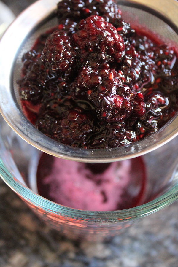 Making Blackberry Syrup for canning blackberries