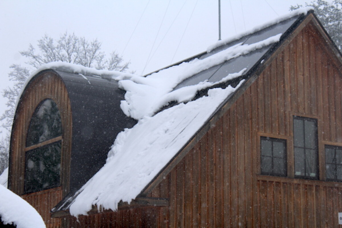Garage Solar Panels with snow