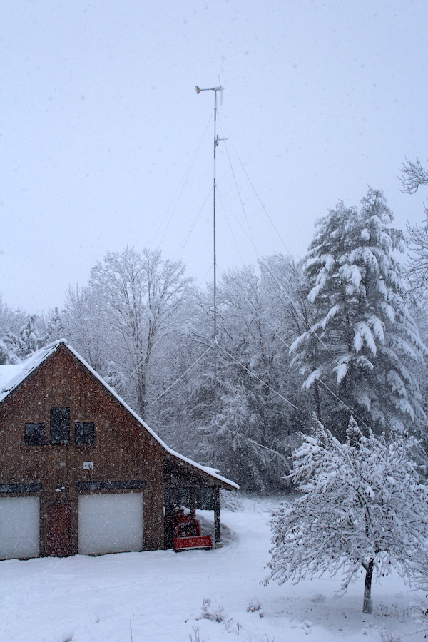 Wind turbine & tractor in snow