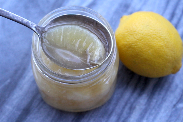 Candied lemon sections canned in simple syrup