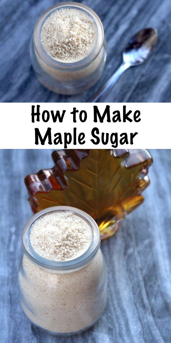 How to Make Maple Sugar ~ Homemade maple sugar is easy to make at home from maple syrup. You can save a lot of money making your own maple sugar rather than buying it from the store, and it substitutes 1:1 with brown sugar in recipes. #maplesyrup #recipes #sugar #maplesugar #naturalsweetener