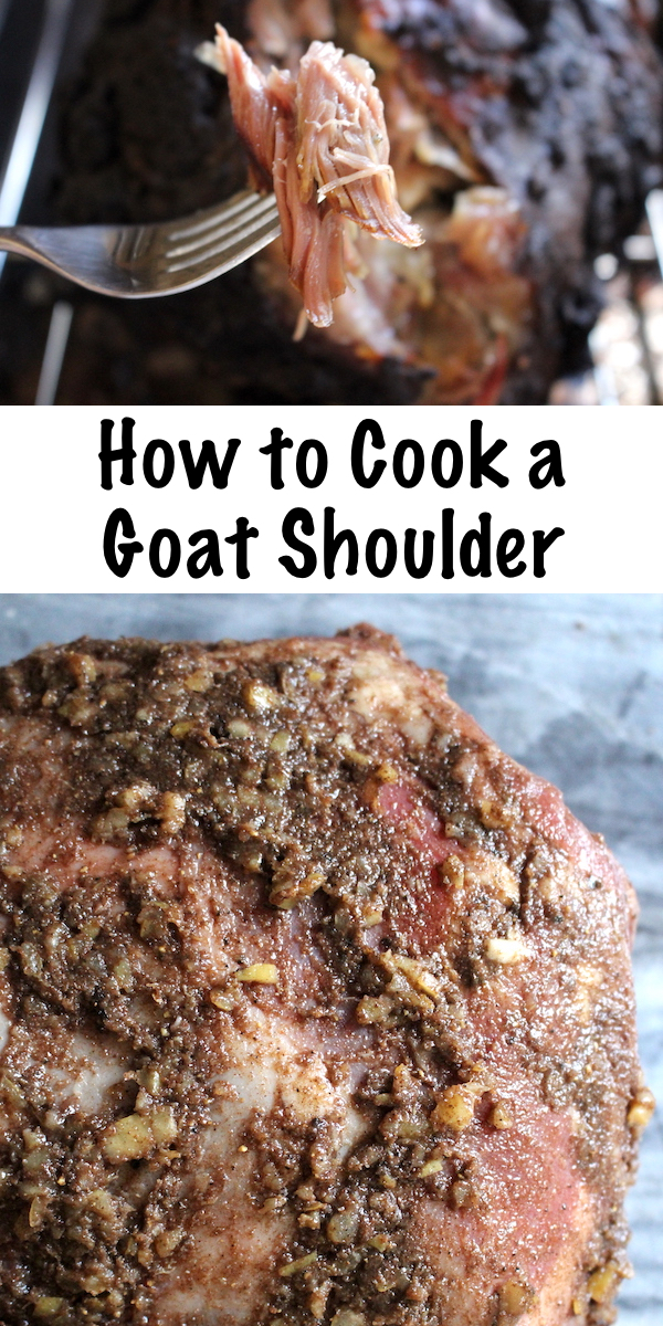 How to Cook a Goat Shoulder ~ Marinated in a middle eastern spice mix, this slow roasted goat shoulder is fork tender and delicious. #goat #meat #recipes #howtocook #lebanese