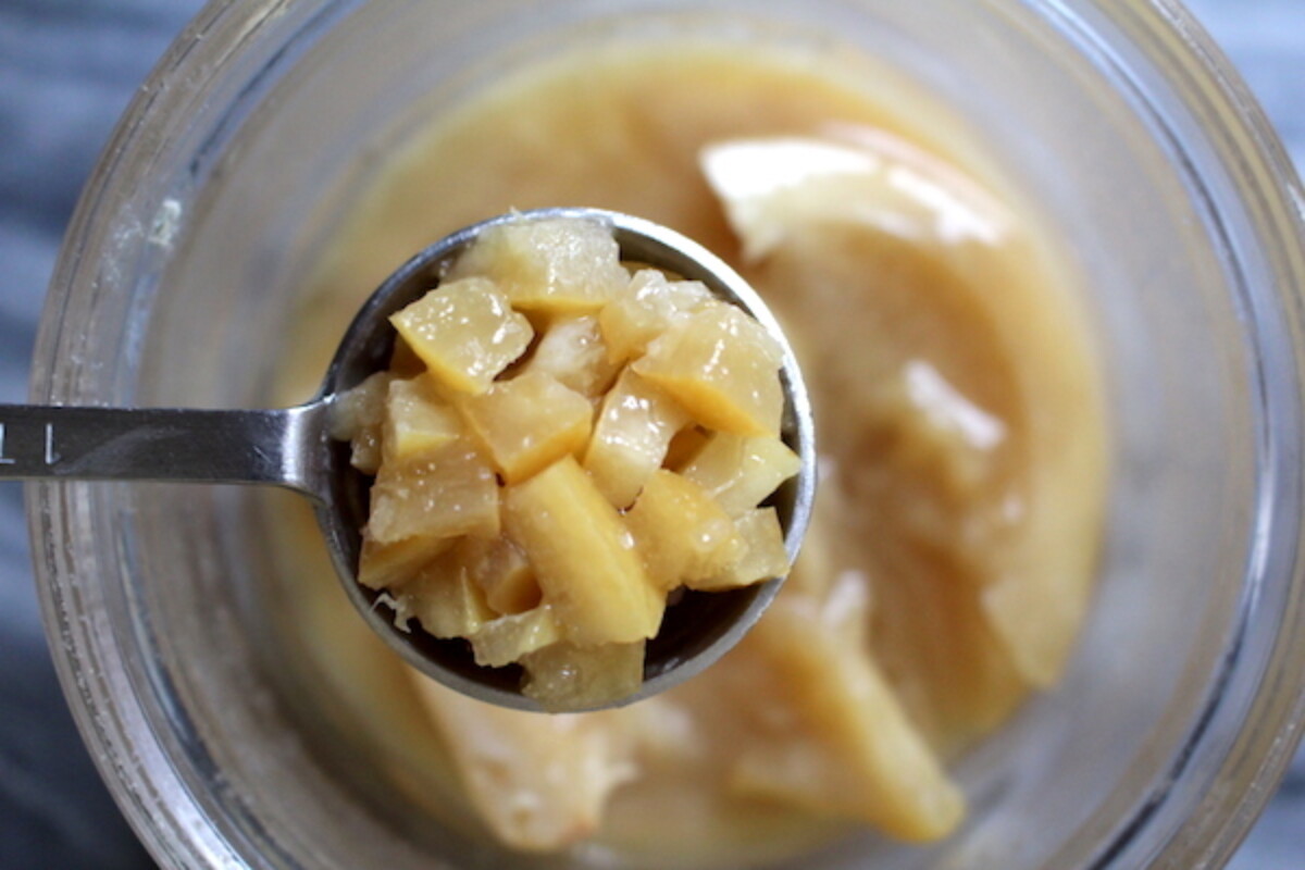 Minced Preserved Lemons for Goat Shoulder Rub
