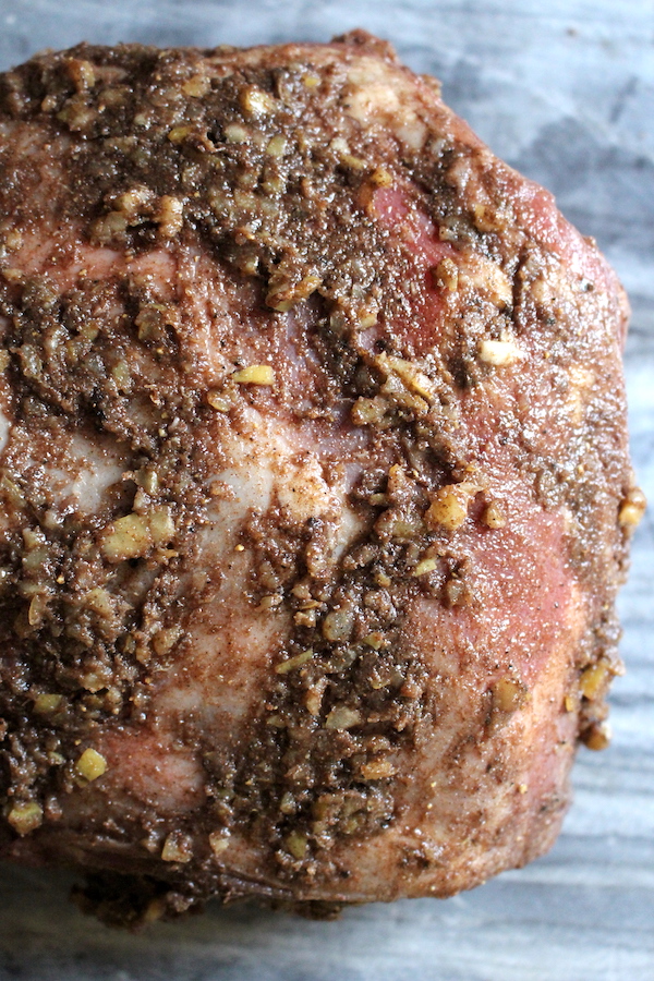 Goat shoulder rubbed with a paste of middle eastern spices