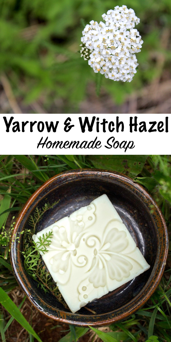 Homemade Yarrow and Witch Hazel Soap ~ A wild foraged all natural soap recipe for fascial soap designed for oily or acne prone skin. #soap #recipe #foraged #wildcrafted #yarrow #uses #handmade #coldprocess #acne #natural #skincare