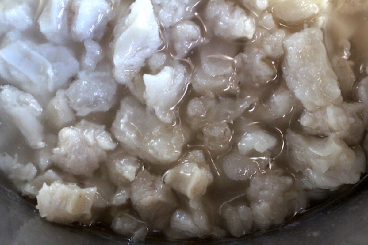 Leaf lard beginning to render