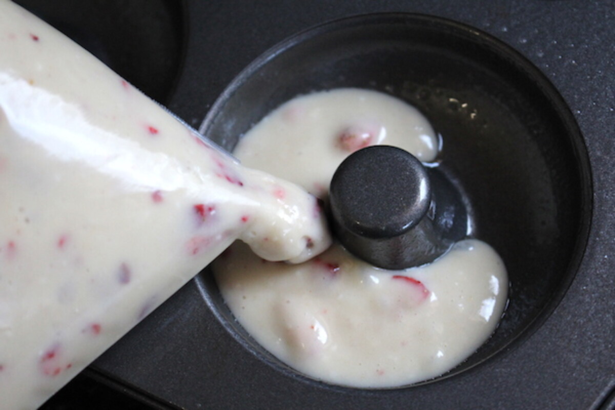 Piping Donut Batter into the pan