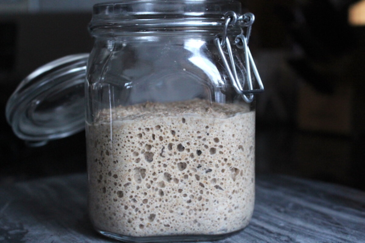 Homemade rye sourdough starter culture