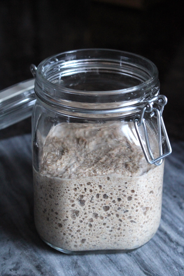 Mature rye sourdough starter, ready for use.