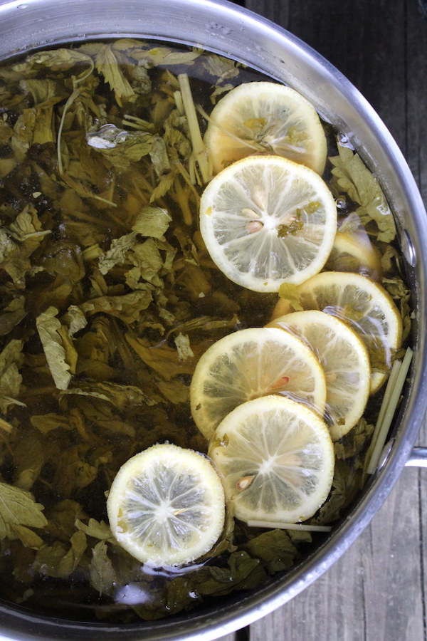 Lemon balm and Lemon infusing into a herbal mead