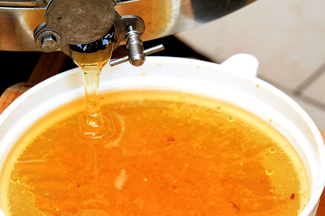Honey coming out of an extractor