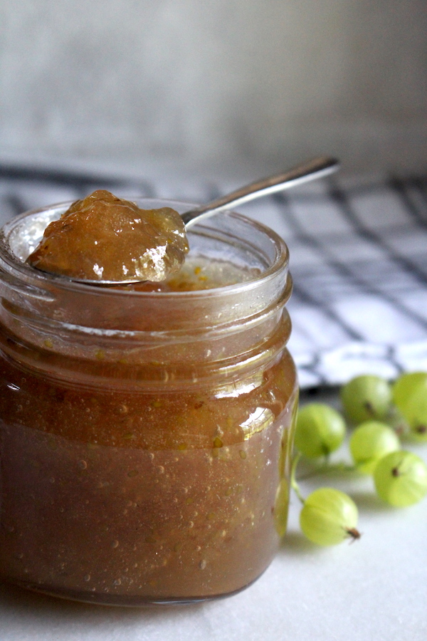 Homemade Gooseberry Jam made from a simple recipe with no pectin.