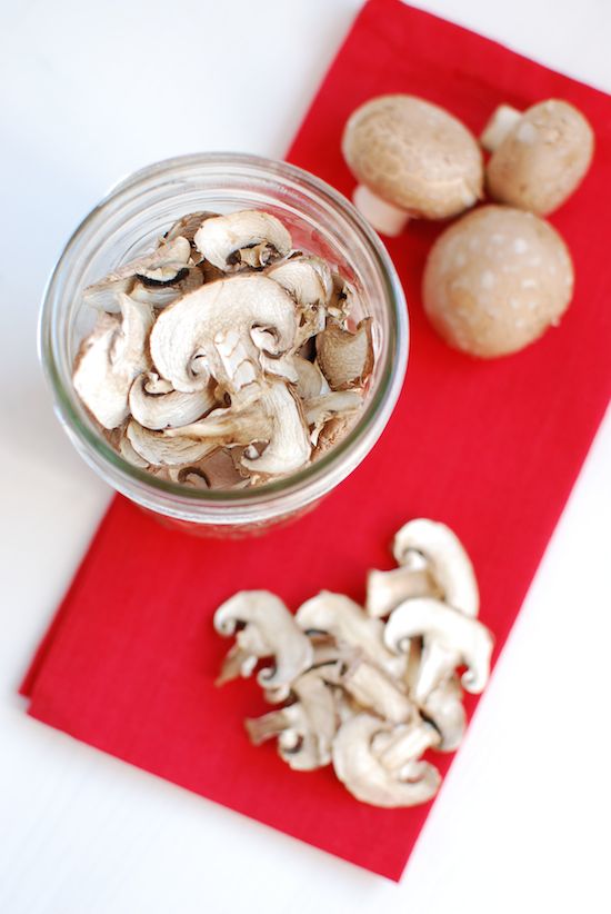 Food dehydrator mushrooms made with a simple mushroom dehydrator recipe