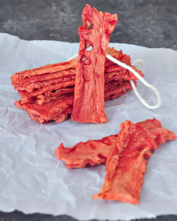 Watermelon candy made with a no sugar added food dehydrator recipe