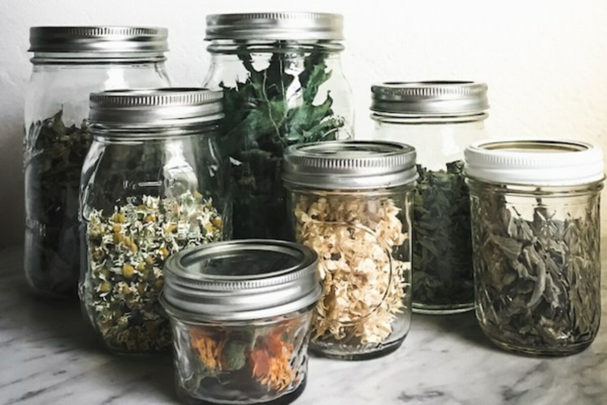 Herbs dried for storage