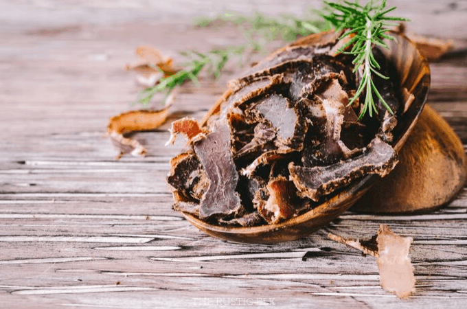 Venison jerky made in a food dehydrator