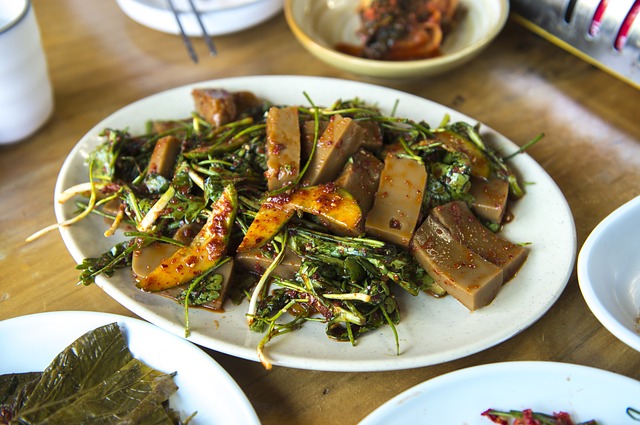 Korean Acorn Jelly (Dotorimuk) prepared as part of a savory dish.