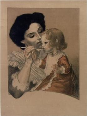 A Painting titled Rachout Des Arabes, by Théophile Steinlen shows a mother feeding her sick child this "health tonic" to help the child recover.