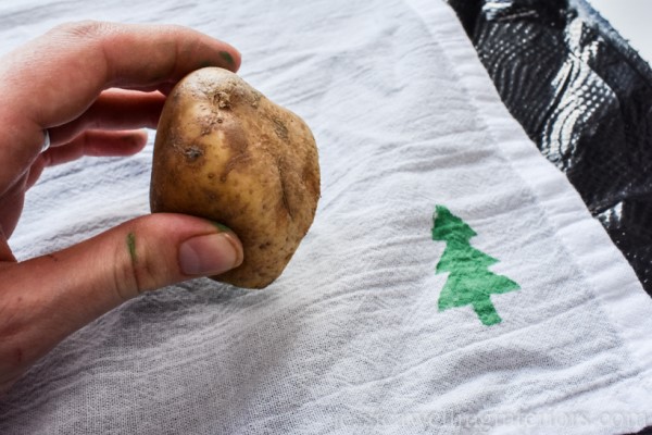potato stamp tea towel