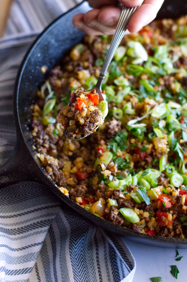 Keto Dirty Cauliflower Rice and Venison
