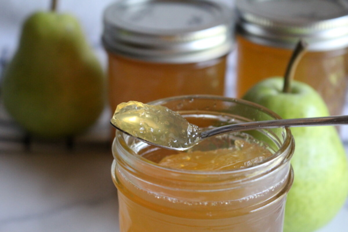 spoon full of pear jelly
