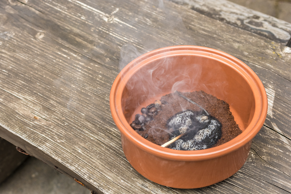 Burning Coffee Grounds Mosquito Repellant