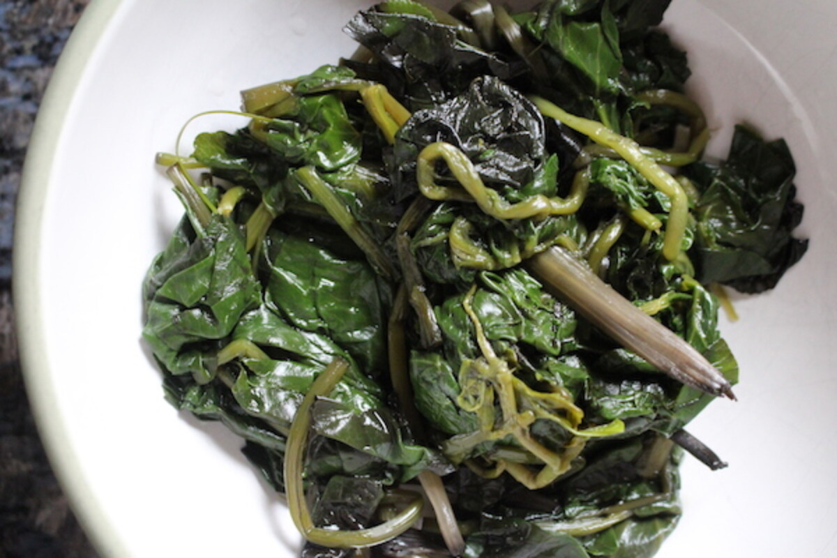 Cooked Marsh Marigold Greens