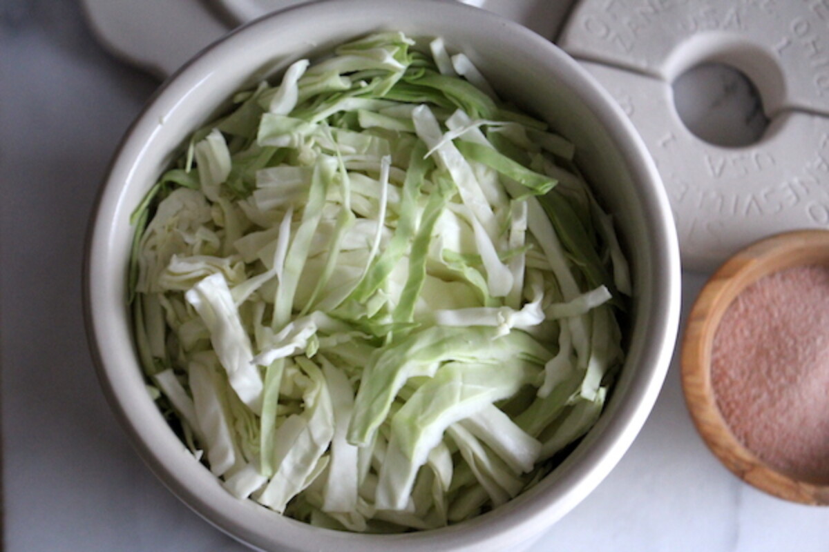 Filling Sauerkraut Crock