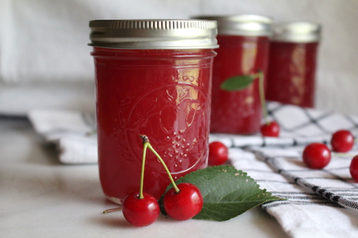 My own homemade sour cherry jelly, using juice extracted in a seam juicer and pomona's pectin.