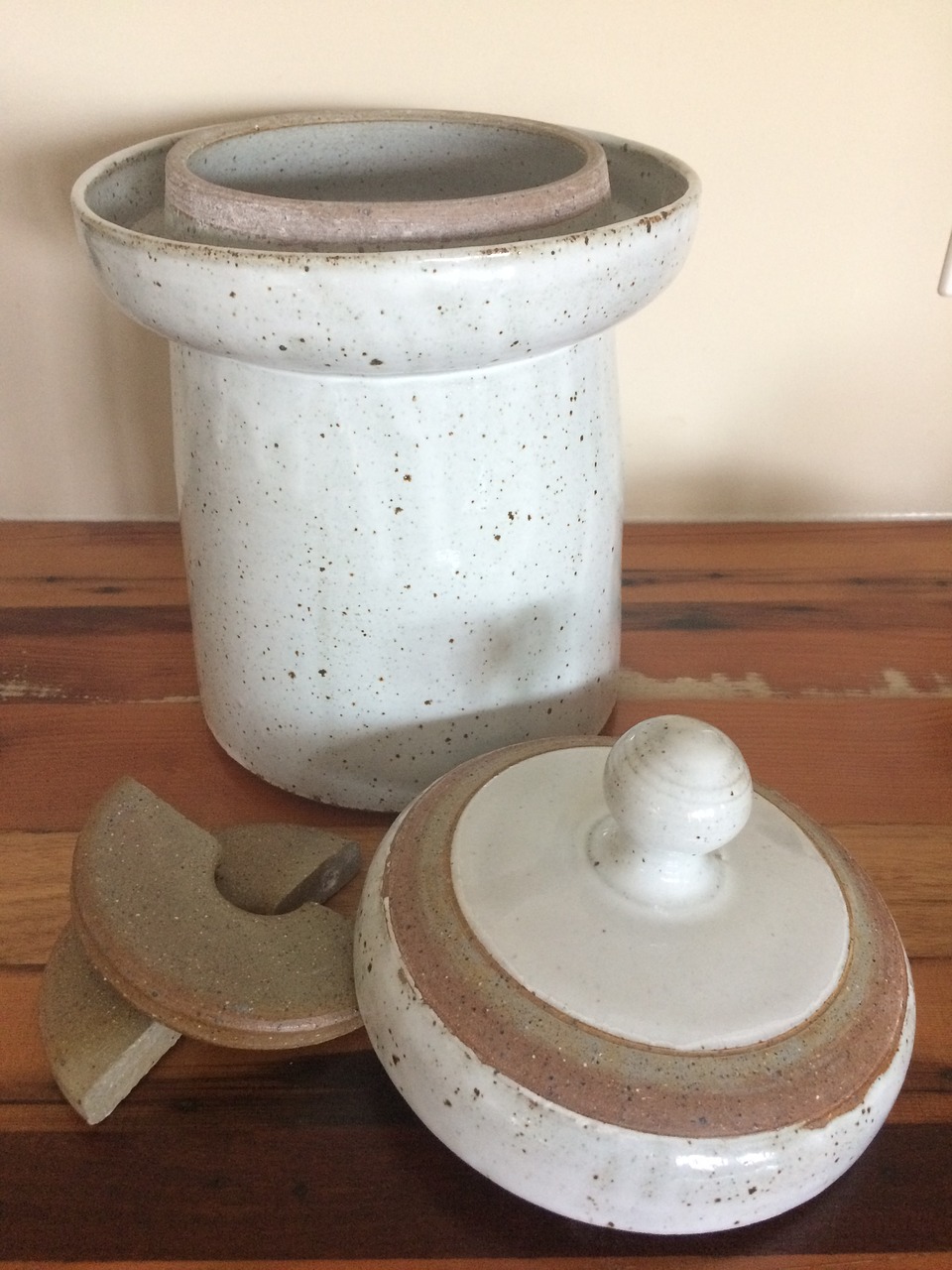 Stoneware Sauerkraut Crock with a Water Seal