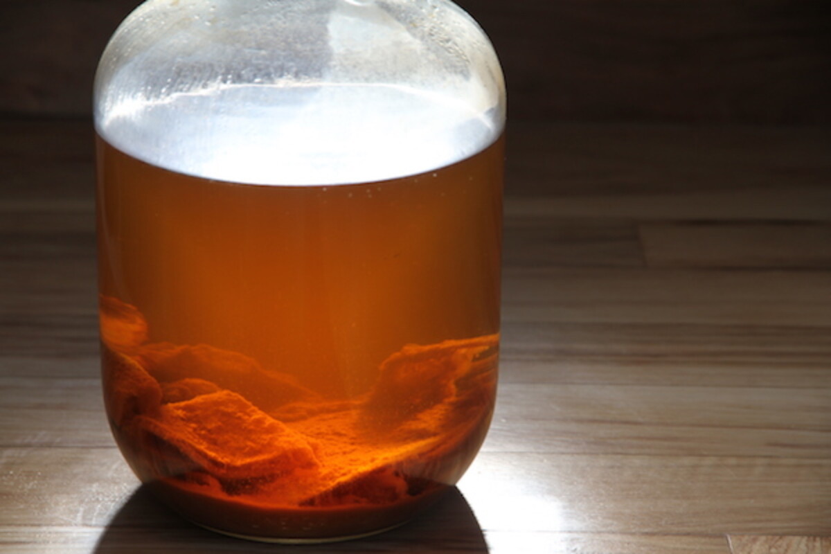 Homemade fruit vinegar with mother culture