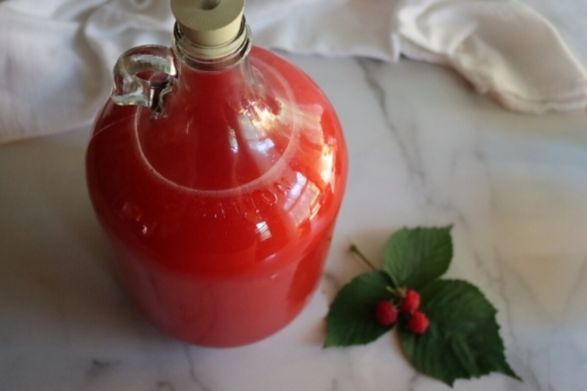 Homemade raspberry wine