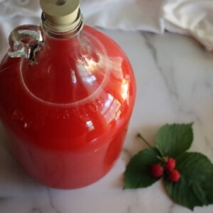Homemade raspberry wine
