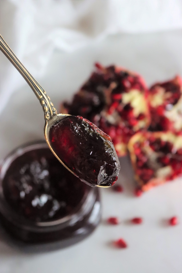 Pomegranate Jelly on a Spoon