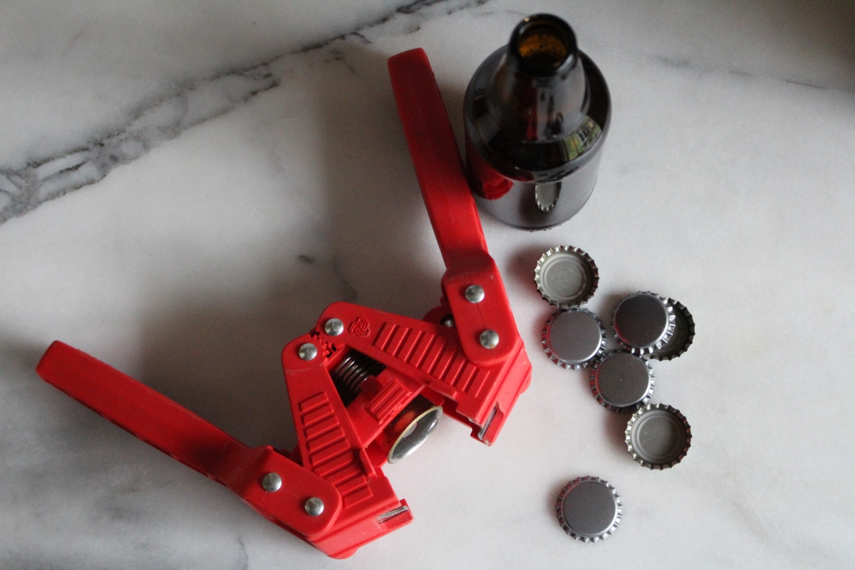 Bottling Homebrew Beer with a Bottle Capper and Caps