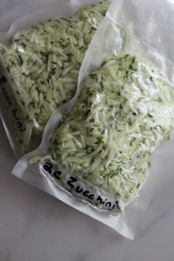 Freezing Zucchini in vacuum sealer bags.