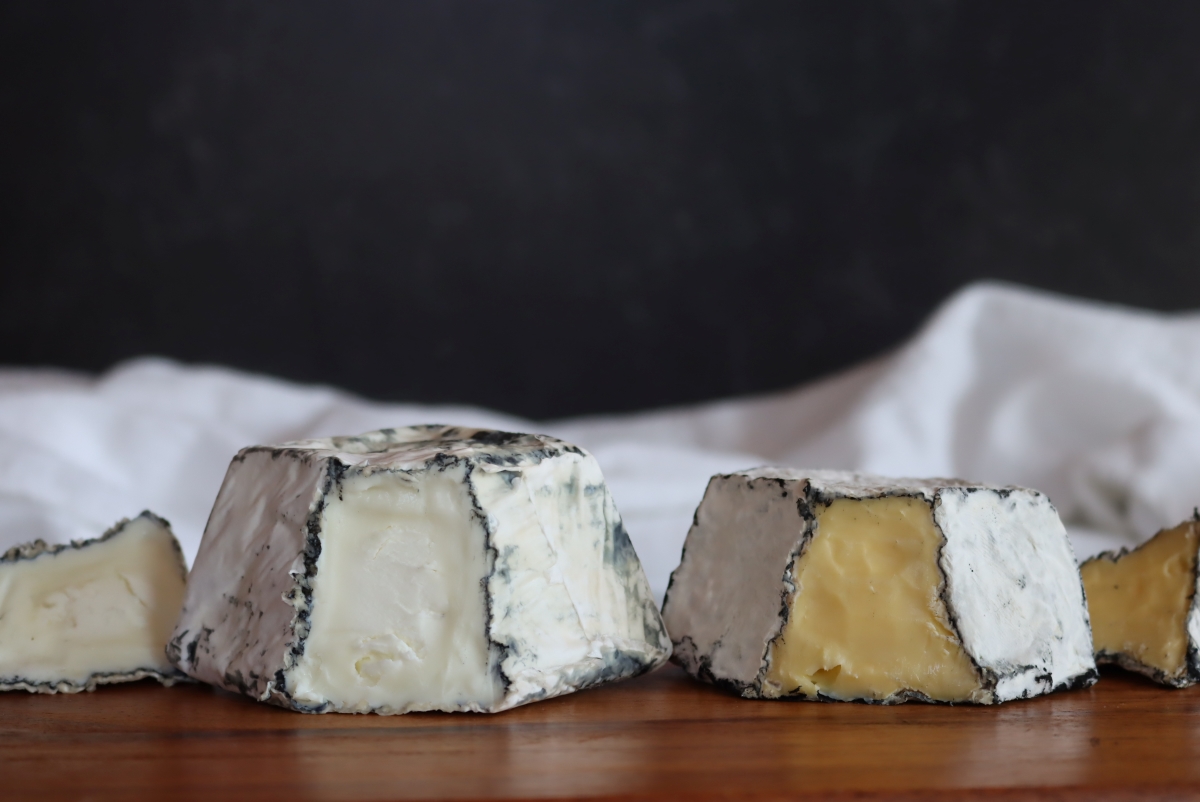 Valencay made with goats milk (left) and cow's milk (right)